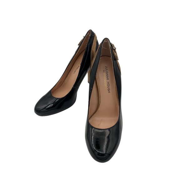Julianne Hough Patent Leather Black & Tan Stiletto Heels Size 7.5 - Picture 1 of 8